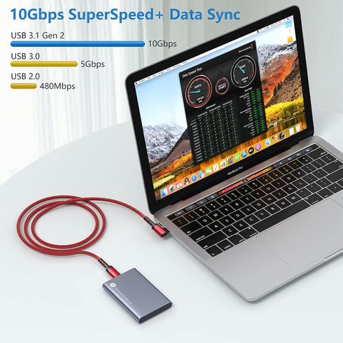 Right Angle USB C Cable 3ft, Besgoods 100W 10Gbps USB-C to USB-C Fast Charging Cord for MacBook Pro/iPhone