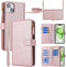 Jaorty iPhone 15 Plus Wallet Case for Women with Card Holder, Crossbody Case with Strap, Zipper Pocket, Rosegold