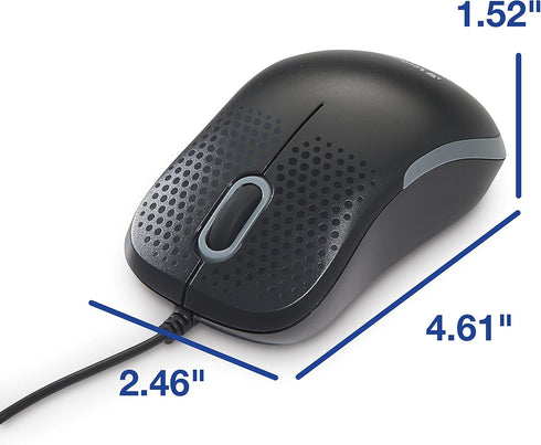 Verbatim USB Silent Corded Optical Mouse | Noiseless and Silent Click Mouse for Mac and PC, Black