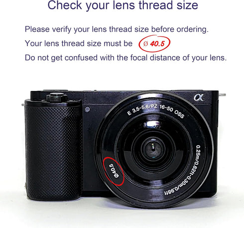 FotoZ 40.5mm 0.75x Mini Wide Angle Conversion Lens with Macro for Sony ZV-1F ZV-E10 Accessories