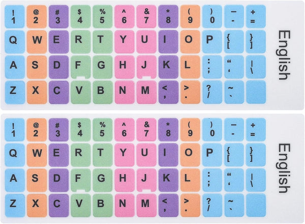 2 Pcs English Keyboard Replacement Letter Stickers, Universal Computer Colorful Rainbow Lettering,