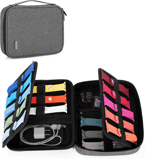 Teamoy Watch Storage Case, Gray Organizer for 26 Straps Compatible with Apple Watch Bands & Accessories