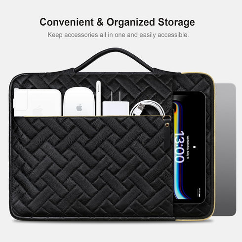 Lacdo 360° Protective Laptop Sleeve Case for 14 Inch HP Lenovo Dell ASUS Acer Chromebook, Elegant Black