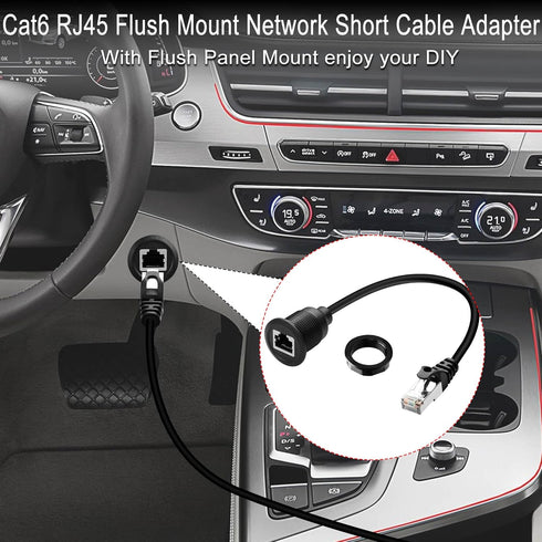 QIANRENON Cat6 RJ45 Flush Mount Network Short Cable Adapter, RJ45 8P8C Male to Female Threaded Fixed Connector,