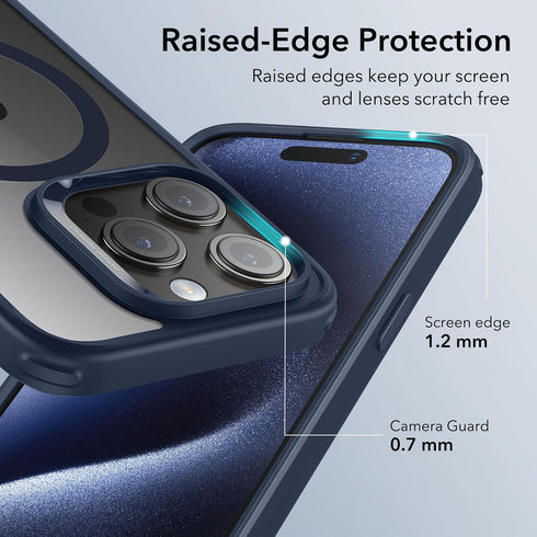 ESR Classic Series Clear Dark Blue Case for iPhone 15 Pro Max, MagSafe Compatible, Military-Grade, Scratch-Resistant.