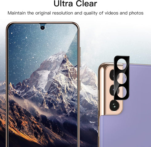 JETech 2-Pack Screen Protector for Samsung Galaxy S21 6.2" - HD Clear Tempered Glass with Camera Lens Protector & Easy