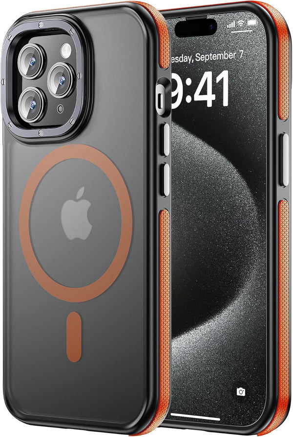 Tigowos iPhone 15 Pro Max Case, Matte Skin Feeling Back Cover, 10FT Drop Resistant, Bumper Orange
