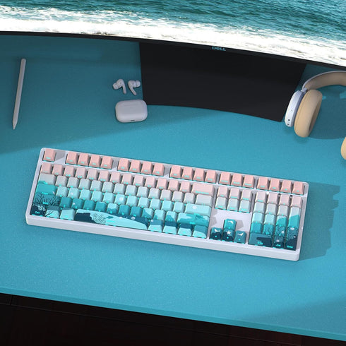 JSJT Side Printed Keycaps - Shine Through PBT Doubleshot Custom Keycap Set, Deep Sea Theme, 126 Keys for Cherry MX