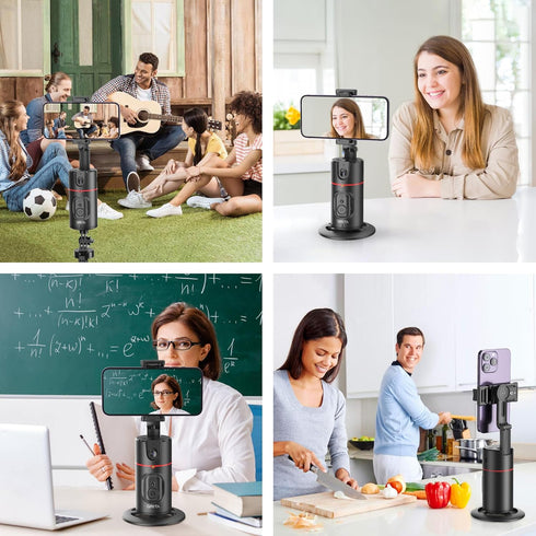 Auto Face Tracking Phone Holder, Magnetic Tripod with 360 Rotation & Remote, Smart Shooting Camera Mount for Live Video