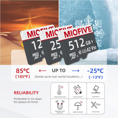 Miofive Memory Card, Ultimate Micro SD Card with USB 3.0 Type-C Reader, 170MB/s, C10, U3, A2, V30, 256GB
