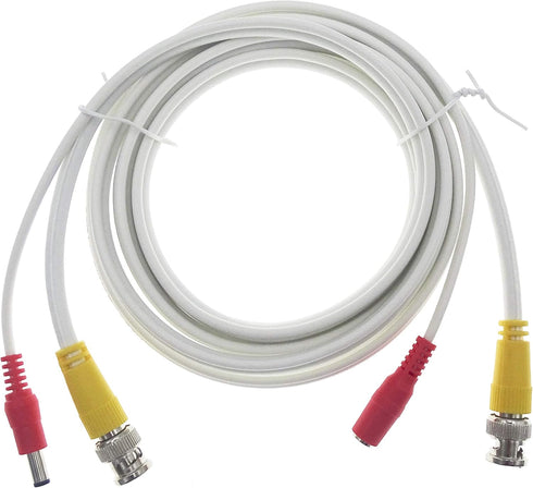 Pre-Made All-in-One Siamese RG59 BNC Video and Power CCTV Cable, 1X6.6ft (White)