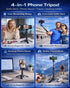 Betunich 4-in-1 Magnetic Mini Selfie Stick Tripod, Extendable Phone Stand with Wireless Remote, Pocket Size for Travel
