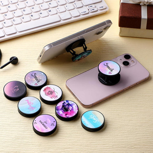 Honoson 9 Pieces Cell Phone Grip Holder Collapsible Holder Colorful Self-Adhesive Finger Ring Sublimation