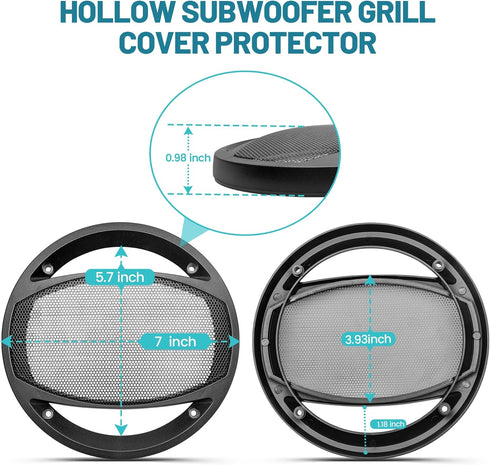 6.5 Inch Car Audio Speaker Hollow Mesh Subwoofer Grill, 6 1/2 Inch Sub Woofer Cover Grill Decorative Guard Protector W/8*Screws
