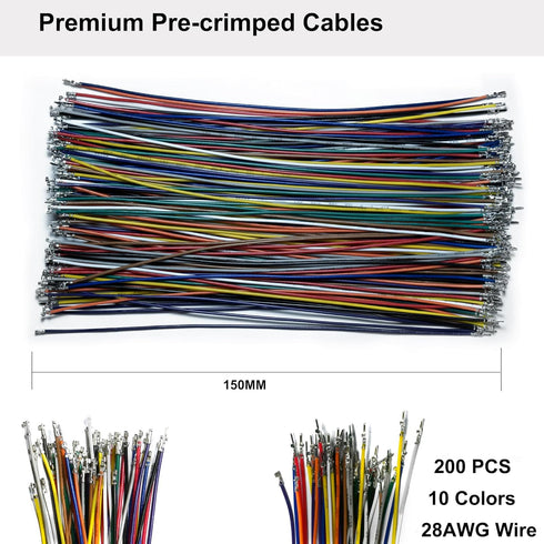 JST MX 1.25MM Connector Kit, 2/3/4/5/6/7/8/9/10 Pin Male and Female Micro Wire Connectors with 28AWG Pre-Crimped Cables