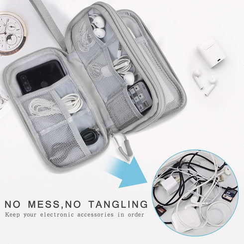 Skycase Electronic Organizer Travel Case - Waterproof Double Layers Storage Bag for Accessories, Charger, Cable, Grey