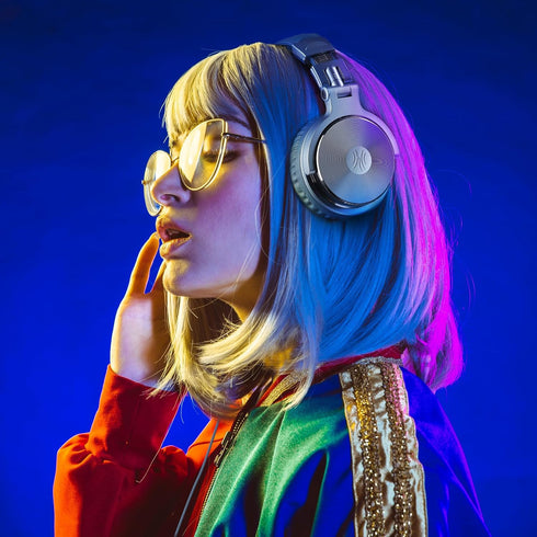 OneOdio Over Ear Headphone, Wired Bass Headsets with 50mm Driver, Mic, Share Port, Foldable Lightweight for PC TV (Sky