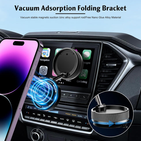 Kimmol 360 Vacuum Suction Magnetic Car Phone Holder, Strong Magnetic Car Phone Holder for MagSafe, Adjustable Car Phone