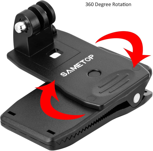 Sametop Quick Clip Mount for Backpack, Compatible with GoPro Hero 13, 12, 11, 10, 9, 8, 7, 6, 5, 4, Session, 3+, 3, 2,