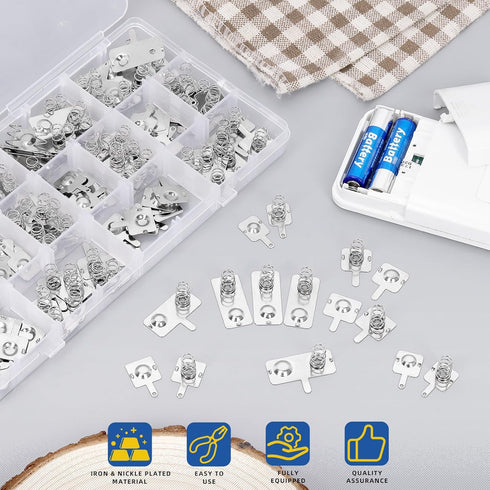 Glarks 100pcs 10 Sizes AA Nickle Plated Battery Springs Kit, Batterys Negative to Positive Conversion Springs Contact