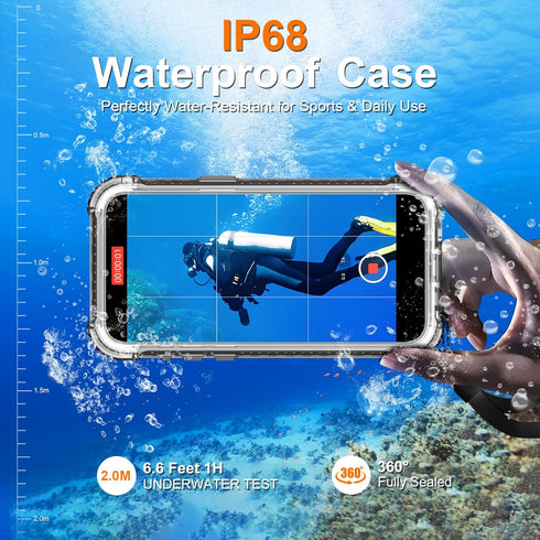 WIFORT Waterproof Case for iPhone 15 Pro Max, IP68 Underwater Dustproof, 15FT Military Shockproof 360 Full Body