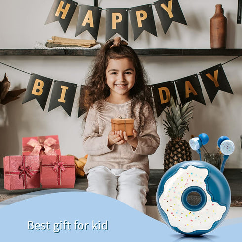 Cute Donut Earbuds for Kids, Wired Earbud & in-Ear Headphones with Microphone and Lovely Storage Case