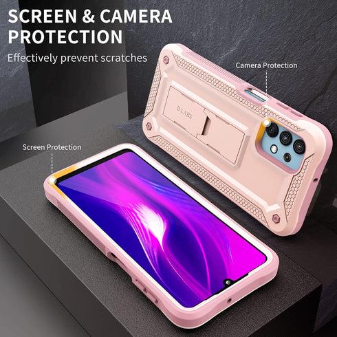 Samsung Galaxy A32 5G Case - Pink with Built-in Screen Protector, Kickstand & Ultimate Drop Protection.