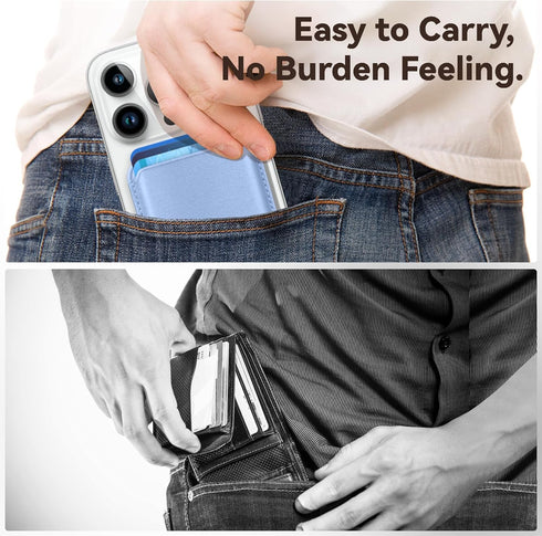 Magnetic Wallet Cell Phone Card Holder with Mag-Safe, Stronger RFID Leather Phone Wallet for iPhone 15/14/13/12 Series,