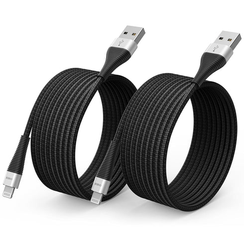 Extra Long iPhone Charger Cord 15FT 2 Pack, Apple MFi Certified Braided USB A to Lightning Fast Charging Cord for
