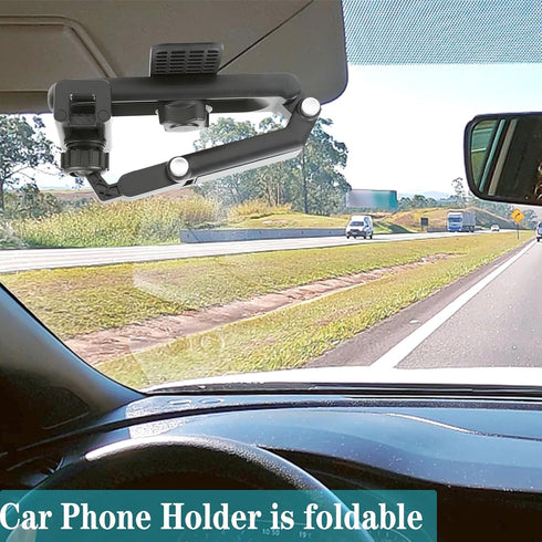 1080° Multifunctional Sun Visor Car Phone Holder, Universal 360 Rotating Clip for All Mobile Phones