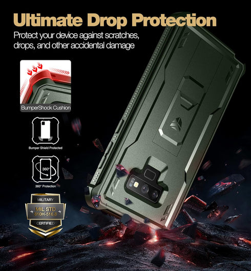 Dexnor Heavy Duty Full Body Case for Samsung Galaxy Note 9 (6.4") - Shockproof, Military Grade, with Kickstand & Screen