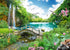 BELECO Picturesque Garden Background Fabric: 5x3ft Outdoor Tropical Landscape Mountain Trees Waterfall Scenery Backdrop