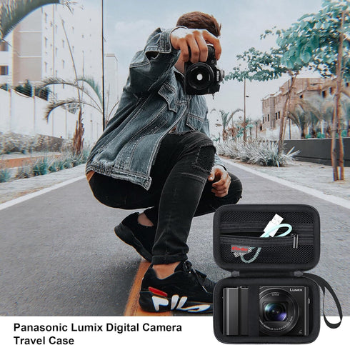 Carrying Case for Panasonic Lumix LX10/LX100/ZS60/ZS70/ZS80/ZS200/ZS100 4K Digital Camera, Black Travel Bag with Mesh