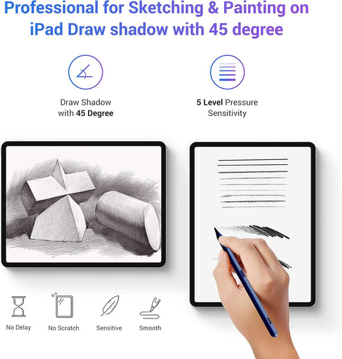 Tilt Sensitivity Palm Rejection Stylus Pen for Apple iPad - Compatible with 2018 and After 6/7/8/9/10th Generation/Pro