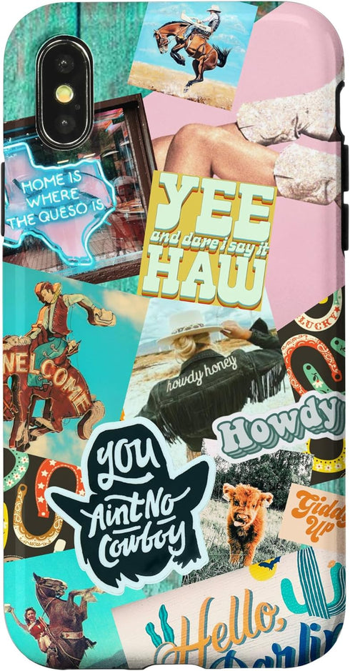iPhone X/XS Case, Western Cowgirls Howdy Giddy-up Boho Aesthetics Country Chic