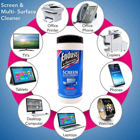 Endust For Electronics Screen Cleaner Wipes, Electronics Surface Cleaning Wipes, For Tablet, E-Reader, Monitor, Laptop, Phone, TV, GPS, Pre-Moistened, Alcohol & Ammonia Free, 140 Count (Pack of 2)