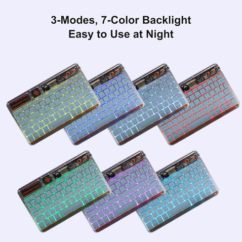 Wireless Bluetooth Keyboard, Portable Silent Light Up Rechargeable Mac Keyboard with 7 Colors Backlit for iPad iOS