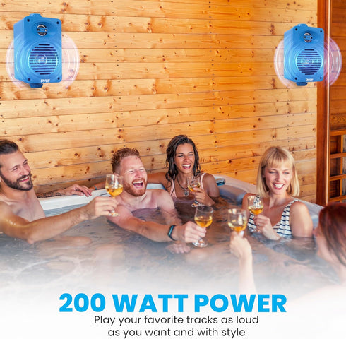 Pyle Pair of Indoor Outdoor Speakers - 200 Watt Dual Waterproof 3.5” 2-Way Speaker System for Home, Boat, Marine, Deck,