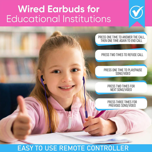 Wired in-Ear Earphone Headphones with Microphone, Remote Controller, 3.5mm Connector, Bulk Wholesale, 10 Pack, Black