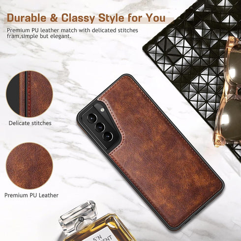 LOHASIC Galaxy S21 Plus Case 5G, Premium Leather Luxury PU Non-Slip Grip Shockproof Cover, Brown