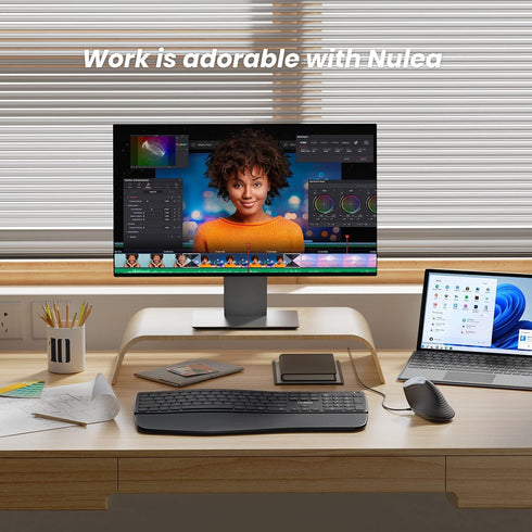 Nulea M504 Wired Vertical Mouse, USB Ergonomic Optical Mouse with 4 Adjustable DPI, Grey