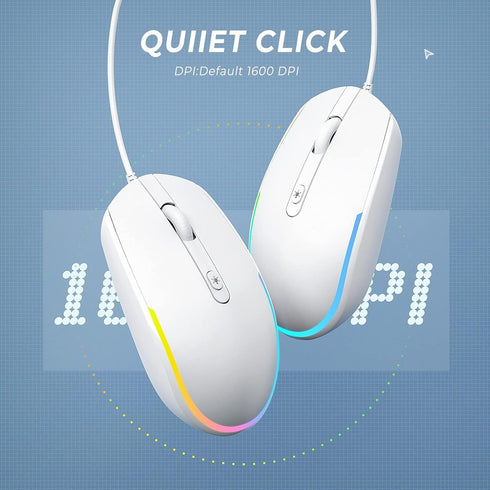 seenda Wired Mouse, USB Computer Mouse with RGB Backlit Optical LED and Attached USB Cord for Laptops, Notebooks,