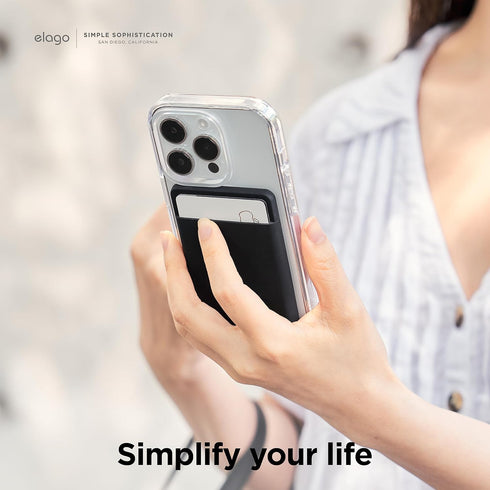 elago Magnetic Wallet Card Holder 2-Cards Compatible with MagSafe for iPhone 15/14/13/12 Series, Long Last Silicone