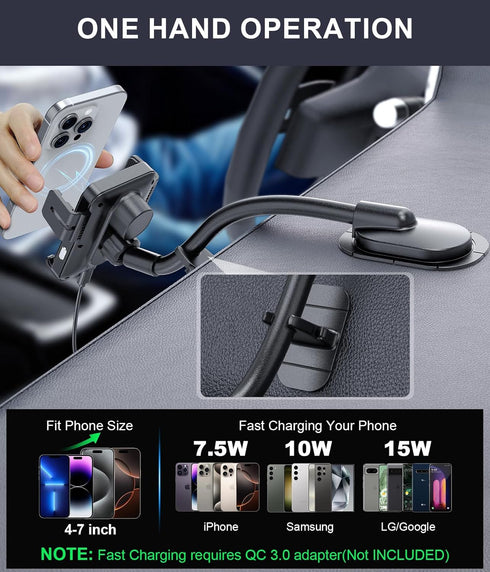 MOKPR 17 16 15 14 13 12, S24 S23 S22, Wireless Car Charger, Adjustable Gooseneck Car Mount Auto-Clamping Car Charger