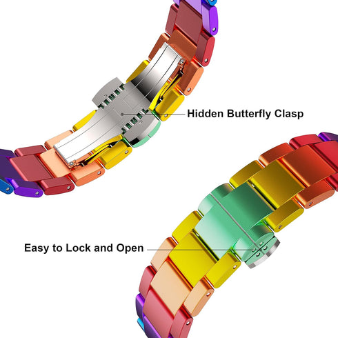 GELISHI Compatible with Galaxy Watch 7 6 5 Band, 20mm Bling Stainless Steel Band for Galaxy Watch 4 Classic