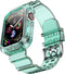 Clear Watch Band for Apple Watch 42mm 44mm 45mm, Transparent Crystal Bumper Case Compatible