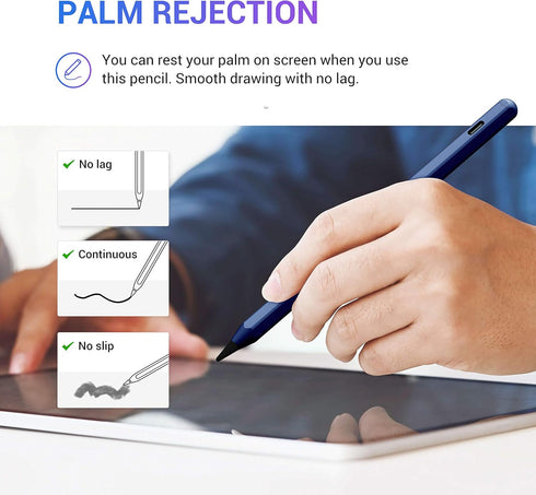 Tilt Sensitivity Palm Rejection Stylus Pen for Apple iPad - Compatible with 2018 and After 6/7/8/9/10th Generation/Pro