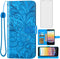 Asuwish Lace Wallet Phone Case for Cricket Vision 3/Debut/AT&T Calypso 1 2 with Tempered Glass & Card Holder - Blue