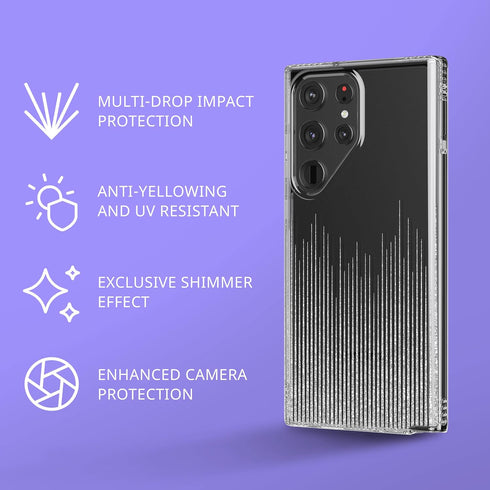 tech21 Evo Sparkle Phone Case for Samsung Galaxy S23 Ultra, Scratch Resistant with 12ft Drop Protection