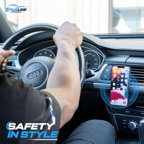 TRUE LINE Automotive Magnetic Phone Holder for Car - Adjustable Mount (Silver)